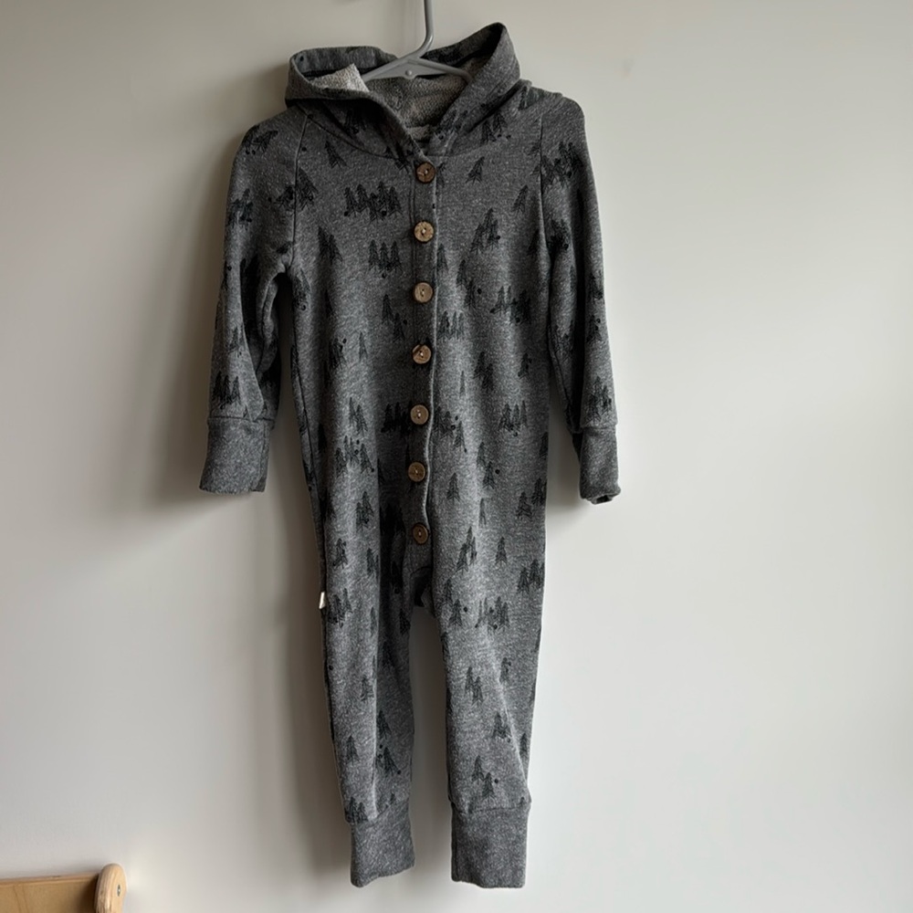 Trees on Heather Grey Childhood Hooded Romper 18-24M